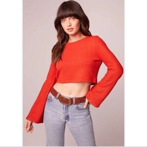 Band of The Free Alize Rust Long Flare Sleeve Crop Top with Backside Keyhole